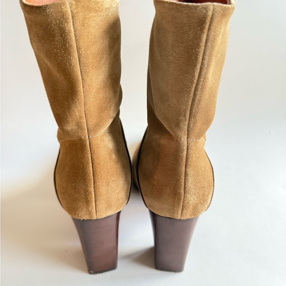 Polo Ralph Lauren Brindley Tan Suede Boot with stacked heel Size 7.5 - Picture 6 of 8